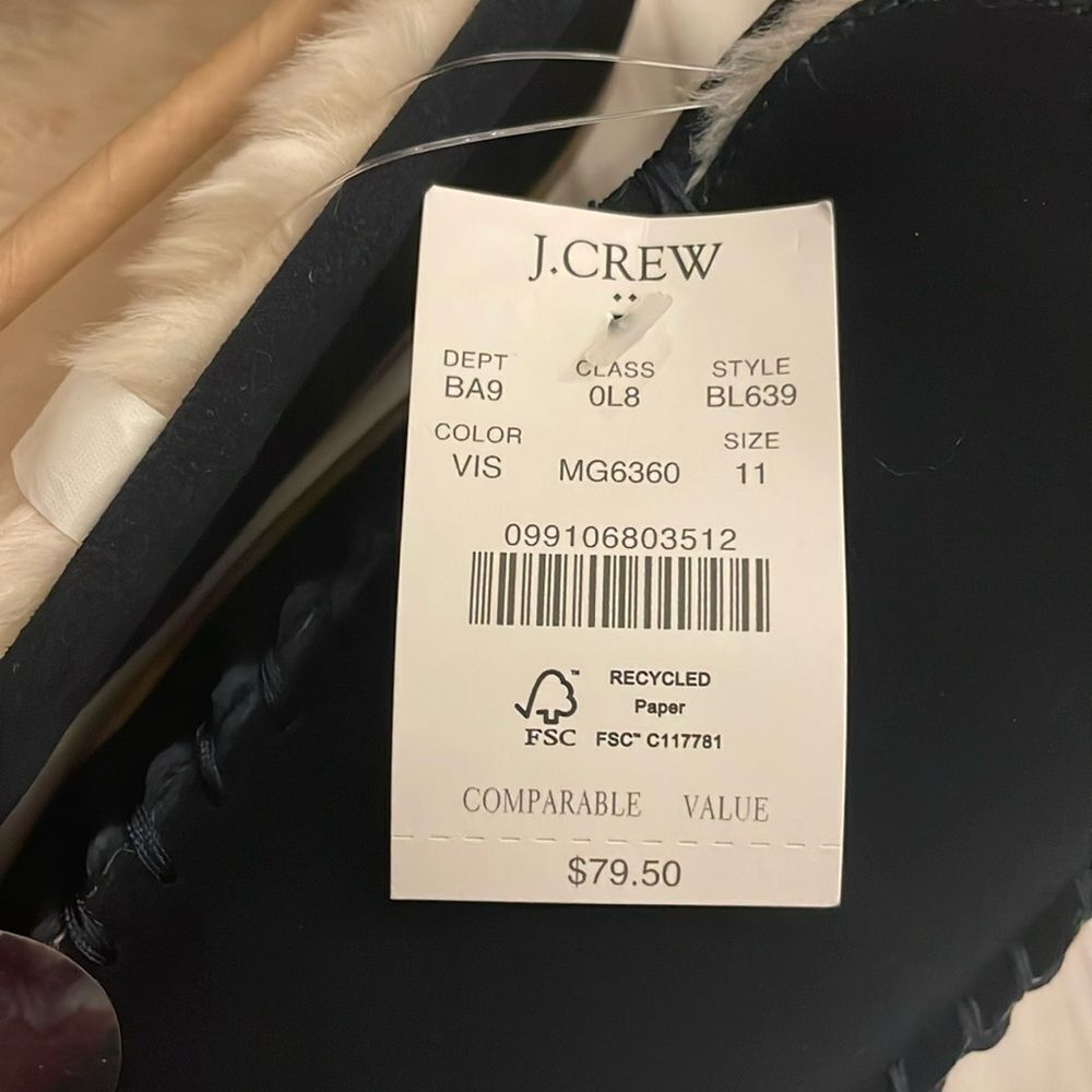 J. CREW INDIGO VINTAGE SUEDE SLIPPERS. FLUFFY INTERIOR! NEW WITH TAGS - Picture 4 of 5